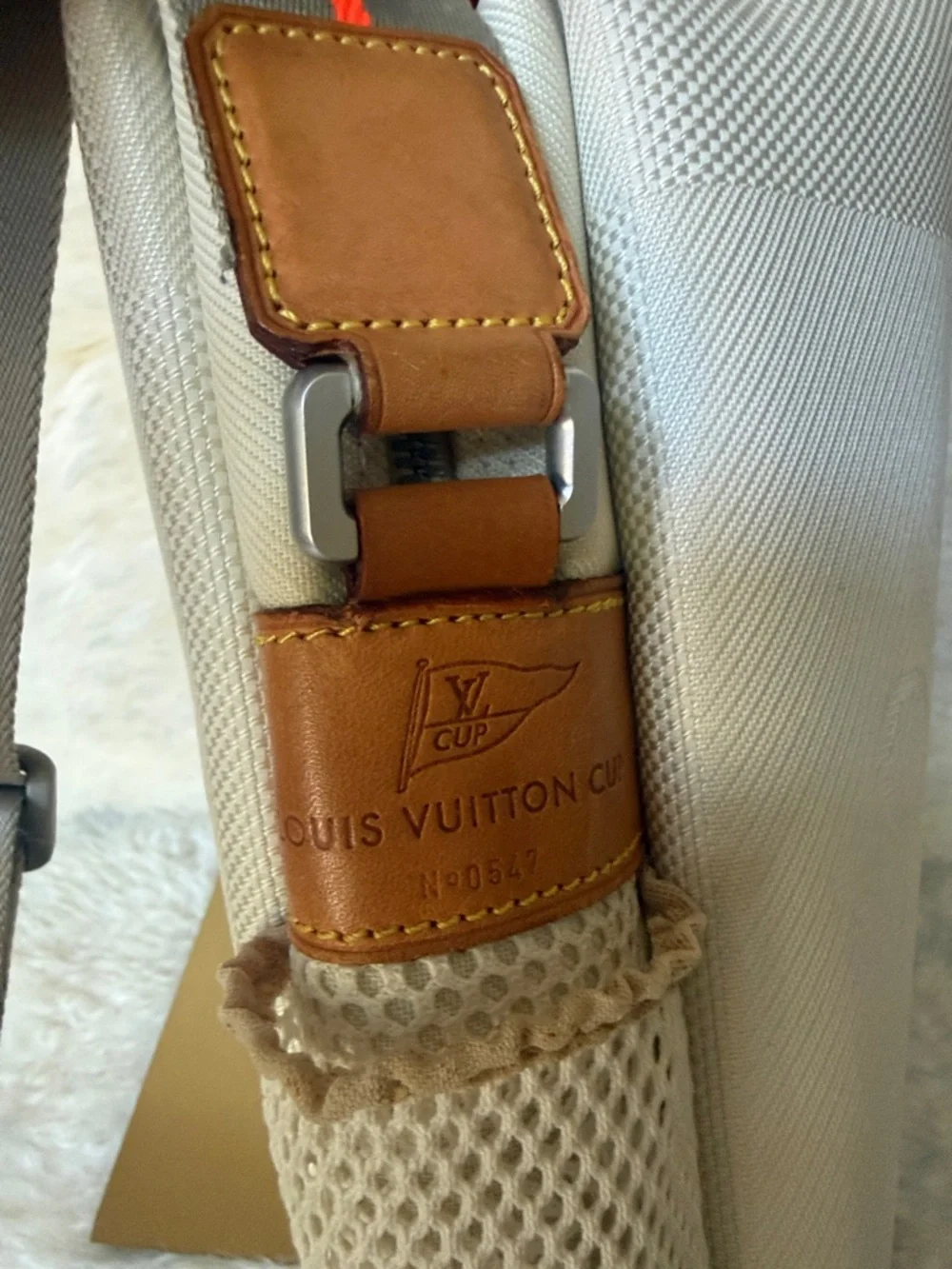 Louis Vuitton Cup Cream Sling Messenger Bag with Orange Trim Strap
